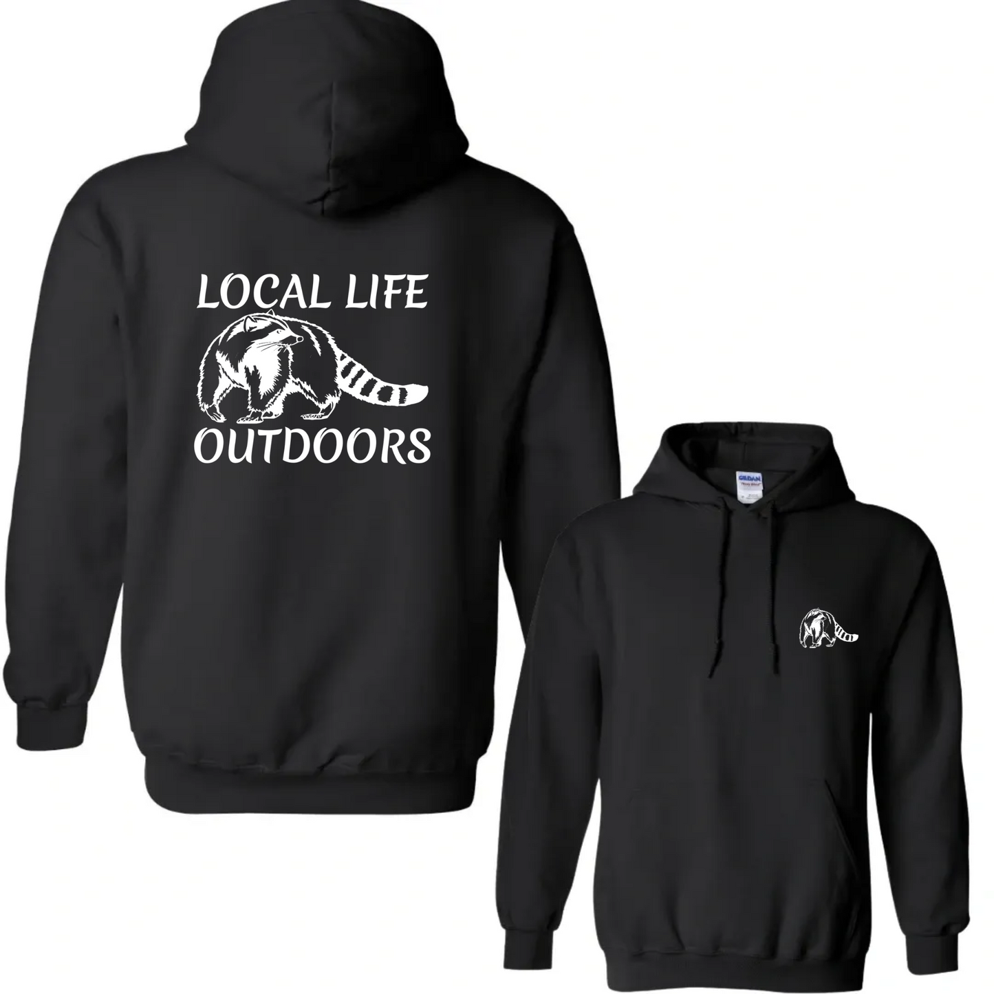 Local Life Outdoors Raccoon Print Hoodie