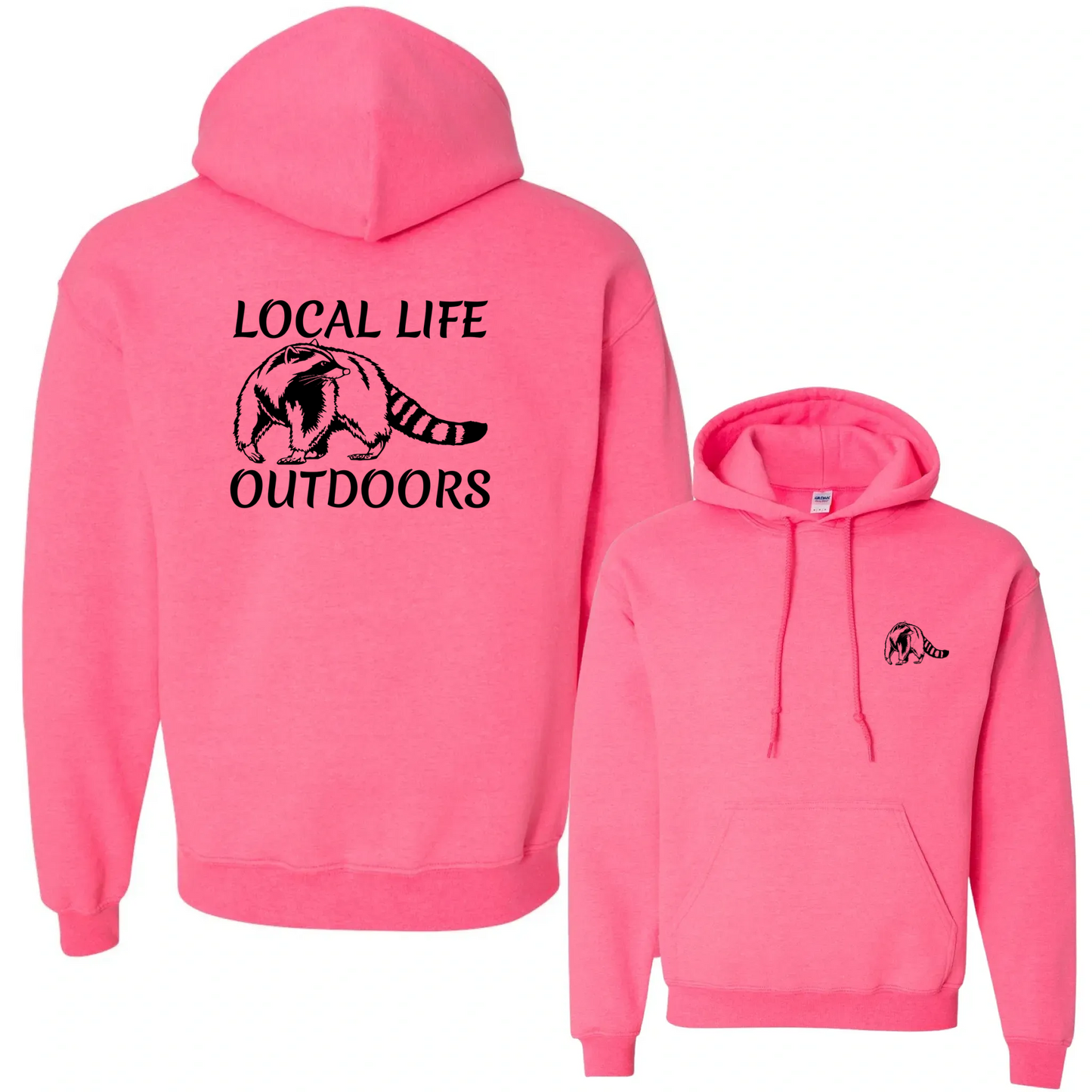 Local Life Outdoors Raccoon Print Hoodie