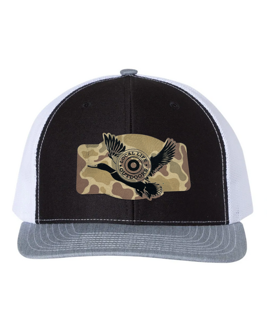 LLO  Camo Duck Leather Patch Richardson 112 Trucker Hat