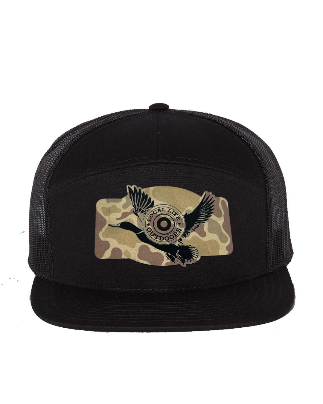 LLO  Camo Duck Leather Patch Richardson 112 Trucker Hat