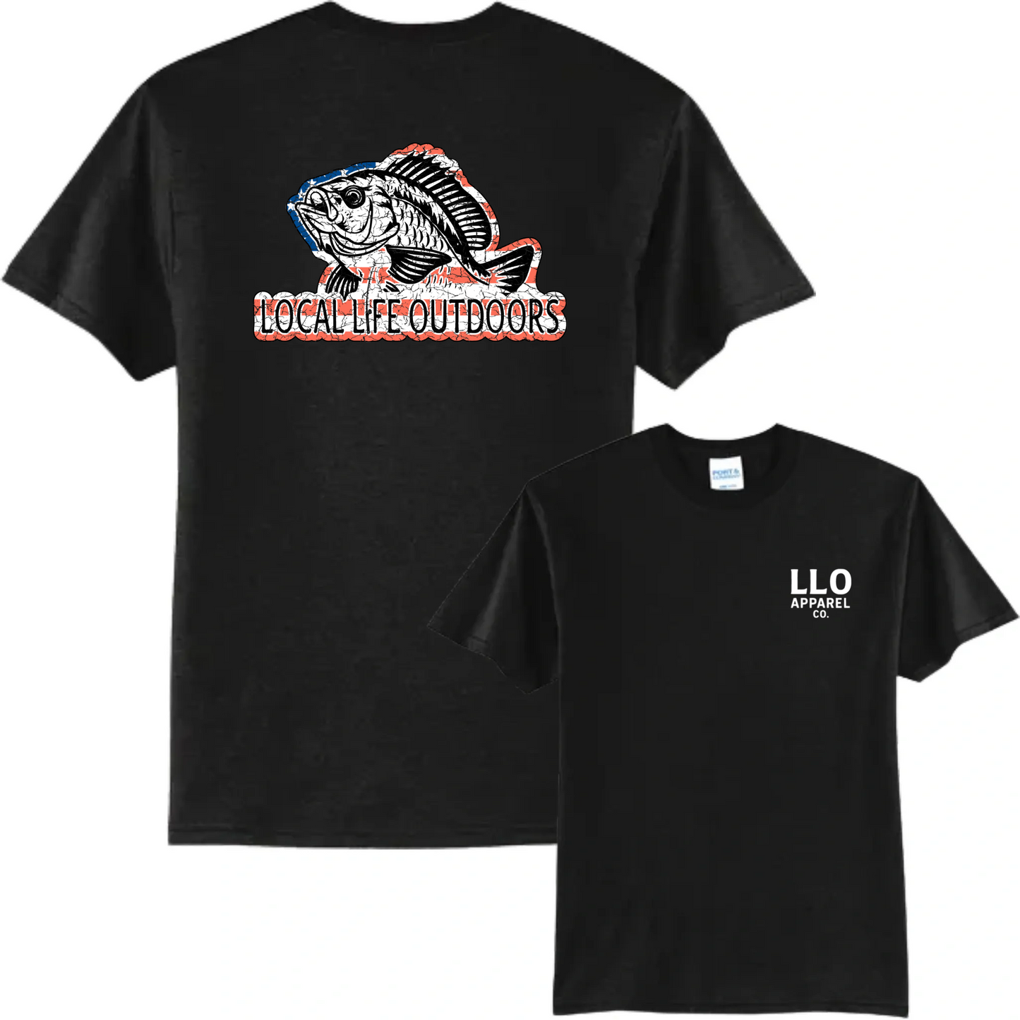 Local Life Outdoors American Flag Fish Logo Classic Tee