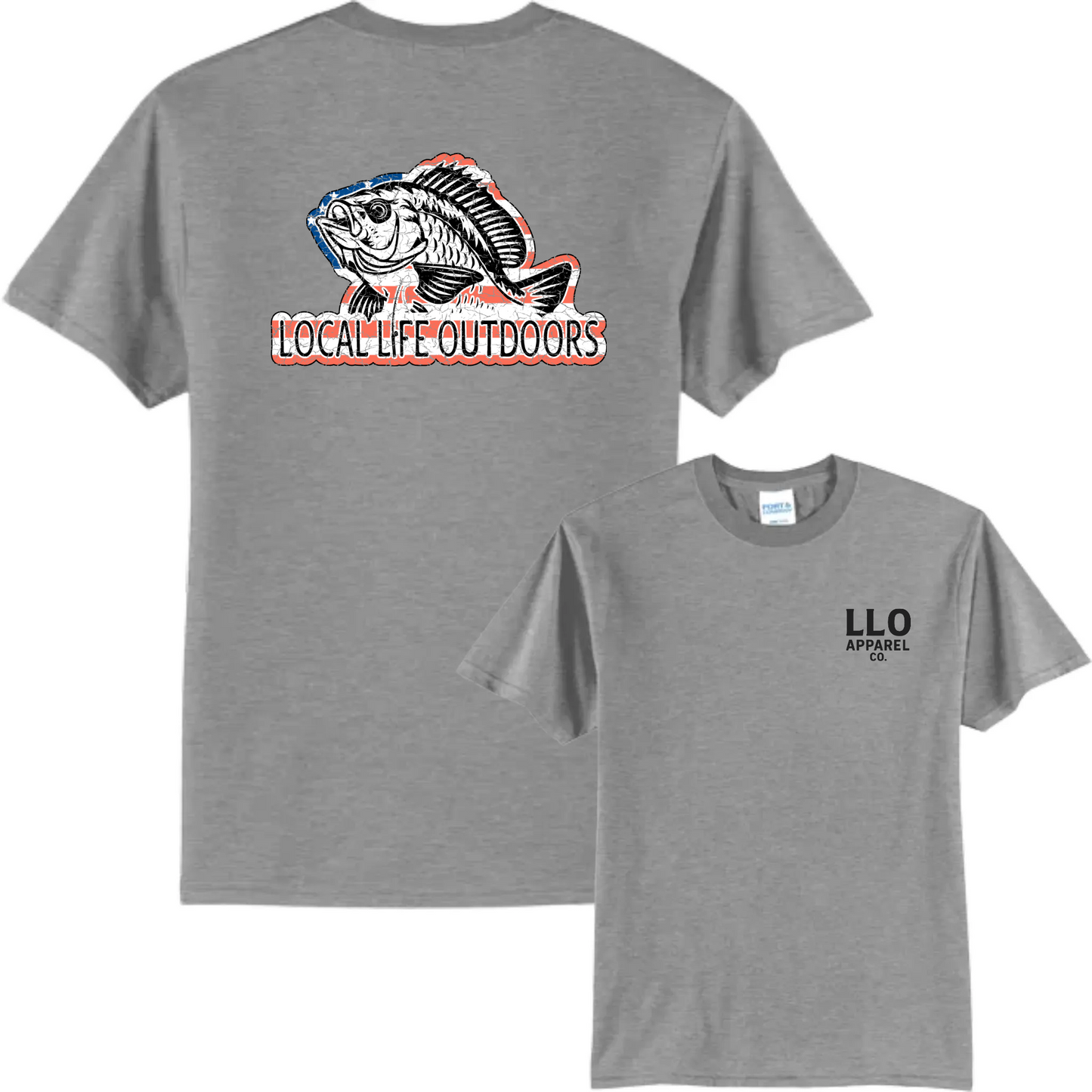 Local Life Outdoors American Flag Fish Logo Classic Tee