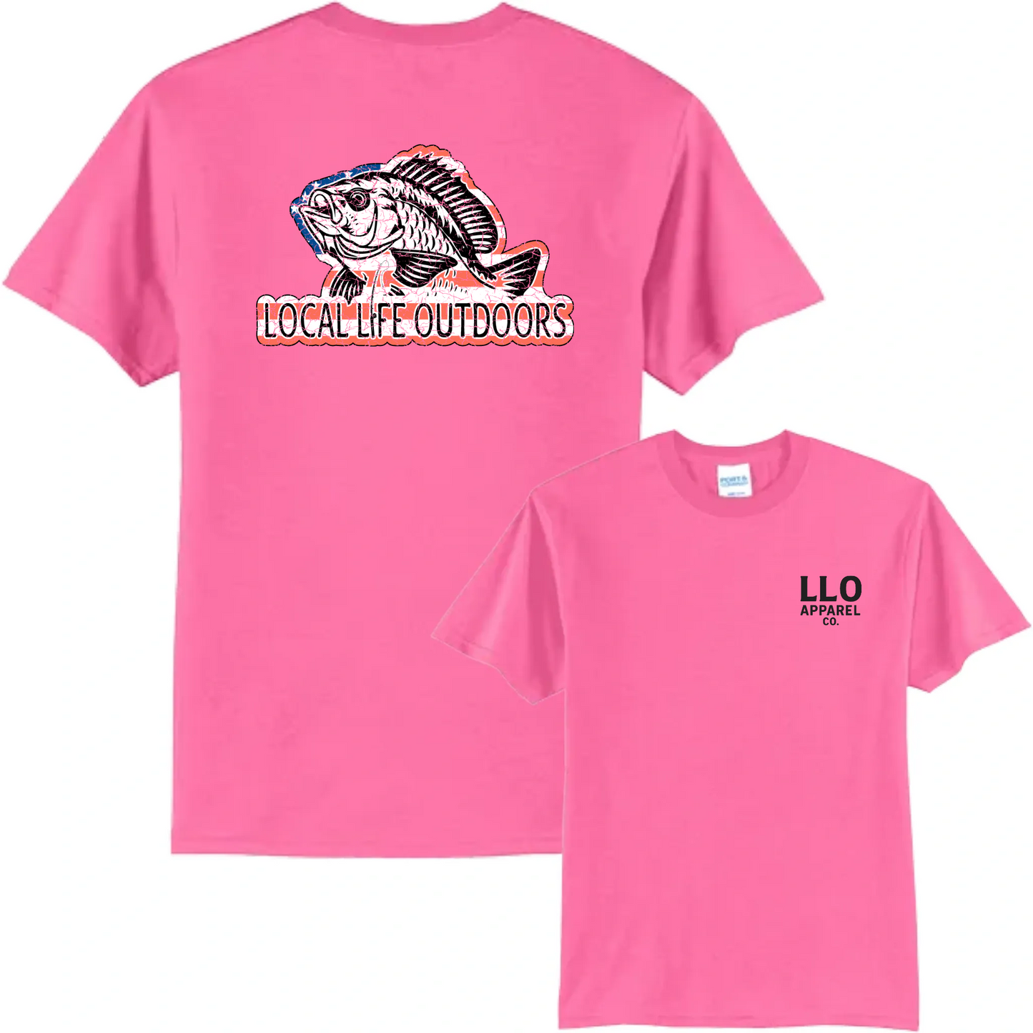 Local Life Outdoors American Flag Fish Logo Classic Tee